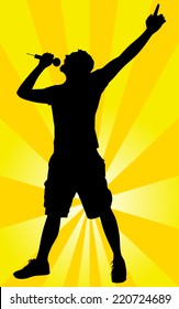 Man singing with a microphone, vector 