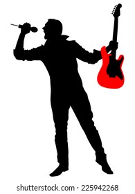 Man singing with a microphone, vector 