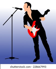 Man singing with a microphone, vector 