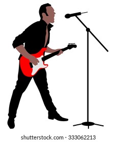 Man singing with a microphone, vector 