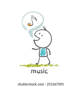 man singing music illustration