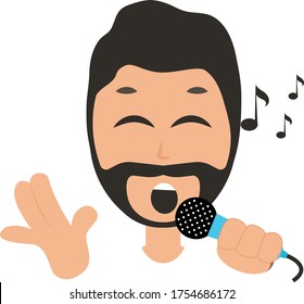 Man singing on microphone, illustration, vector on white background