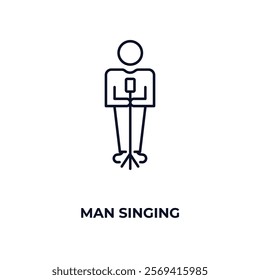 man singing outline icon. Linear vector from people concept. Thin line man singing icon isolated on white background