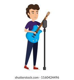 man singing and playing guitar