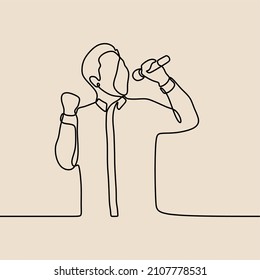 man singing use microphone oneline continuous single line art