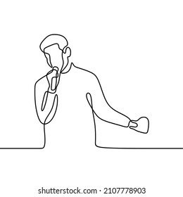 man singing use microphone oneline continuous single line art