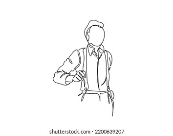 Man single line art drawing, continues line vector illustration