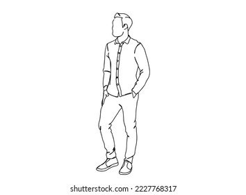 Dibujo de arte de una sola línea, ilustración vectorial mínima en blanco y negro. para Logo, decoración de pared