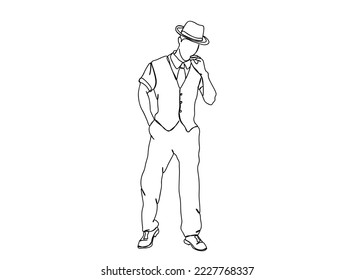 Dibujo de arte de una sola línea, ilustración vectorial mínima en blanco y negro. para Logo, decoración de pared