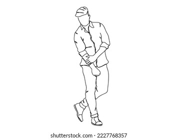 Dibujo de arte de una sola línea, ilustración vectorial mínima en blanco y negro. para Logo, decoración de pared
