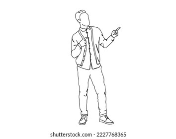 Man Single line art drawing, black and white minimal Vector illustration. for Logo, Wall décor