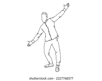 Man Single line art drawing, black and white minimal Vector illustration. for Logo, Wall décor