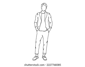 Man Single line art drawing, black and white minimal Vector illustration. for Logo, Wall décor