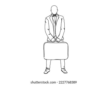 Man Single line art drawing, black and white minimal Vector illustration. for Logo, Wall décor