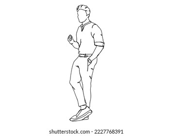 Man Single line art drawing, black and white minimal Vector illustration. for Logo, Wall décor