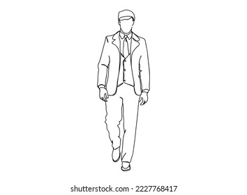 Man Single line art drawing, black and white minimal Vector illustration. for Logo, Wall décor