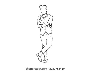 Man Single line art drawing, black and white minimal Vector illustration. for Logo, Wall décor
