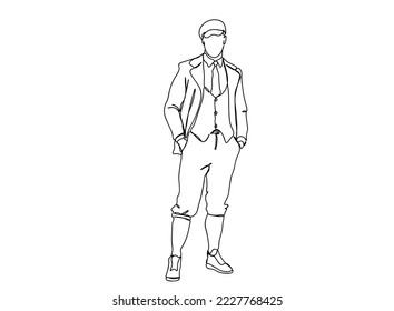 Man Single line art drawing, black and white minimal Vector illustration. for Logo, Wall décor