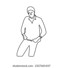 Hombre de arte de una sola línea con fondo blanco