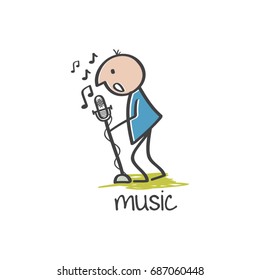 The man sings vector illustration.