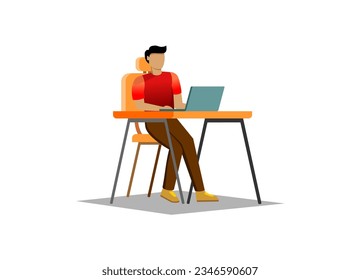 Man sit in from of computer