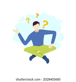 confusión en la sentada del hombre preguntar pensar a la gente personaje ilustración vectorial diseño plano