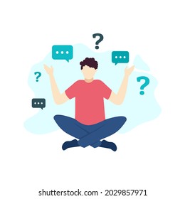 man sit confusion ask question thinking people character vector illustration flat design