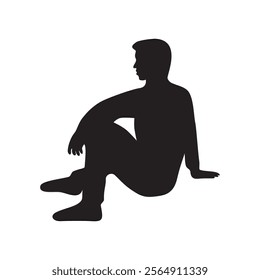 man sit down silhouette design. people activity.