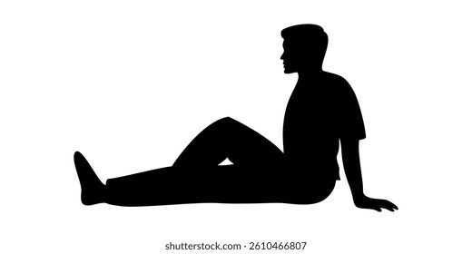 man sit down silhouette design. relax sign and symbol.