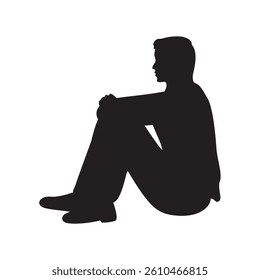 man sit down silhouette design. relax sign and symbol.