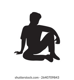 man sit down silhouette design. relax sign and symbol.