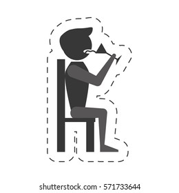 man sit drink wine icon, vector illustration image