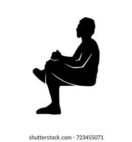 man sit on couch with leg on leg silhouette, illustration design, isolated on white background. 