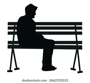 The man sit in park silhouette and vector