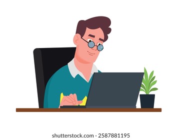 A man sits at his laptop. A programmer. User leaves a comment	