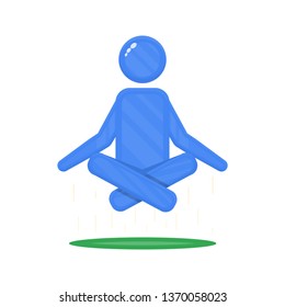 A man sits in a lotus position, stick man meditates vector illustration