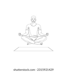 A man sits in the lotus position. Yoga.