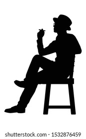 A man sits on a chair silhouette vector