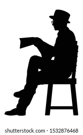 A man sits on a chair silhouette vector