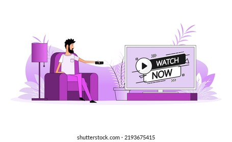 Man sits on the couch, they switch the channel on the TV - Watch now