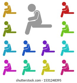 man sits on the edge multi color icon. Simple glyph, flat vector of universal icons for UI and UX, website or mobile application