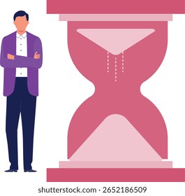 The man sits, restless, as he waits for time to pass. Impatient, he glances at his watch repeatedly, longing for the hours to hurry by.