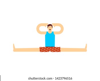 Man sits and yawns. Guy is yawning.Vector illustration

