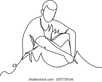 the man is sitting
