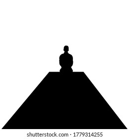 Hombre sentado solo. Diseño de silueta nostálgica.
