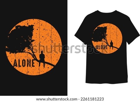 A man sitting alone. Alone t-shirt design. 