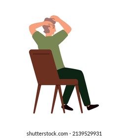 man sitting back view isolated