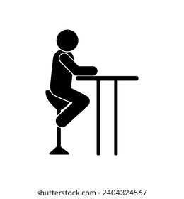 man sitting at the bar counter, human silhouette icon