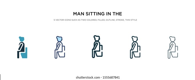 man sitting in the bathroom icon in different style vector illustration. two colored and black man sitting in the bathroom vector icons designed filled, outline, line and stroke style can be used