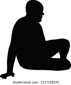 a man sitting body silhouette vector